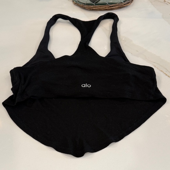 Alo Yoga Black Ribbed Racerback Tank Top - Picture 4 of 5